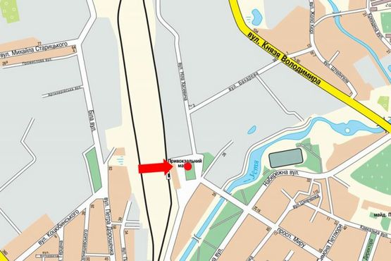 Схема рекламной плоскости по адресу Привокзальная пл., возде ж/д вокзала