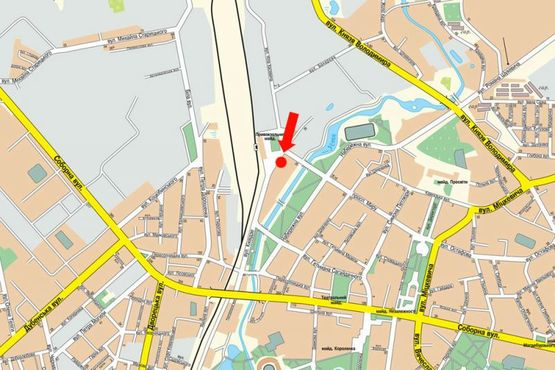 Схема рекламной плоскости по адресу Небесной Сотни ул. (бывш. Киквидзе ул.), 22 / Привокзальная пл., в центр