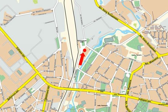 Схема рекламної площини за адресою Небесной Сотни ул. (бывш. Киквидзе ул.), 20  / Привокзальная пл., из центра