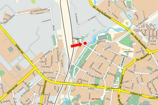 Схема рекламной плоскости по адресу Мира пр., 26, возле кафе "Добрий Шубин"