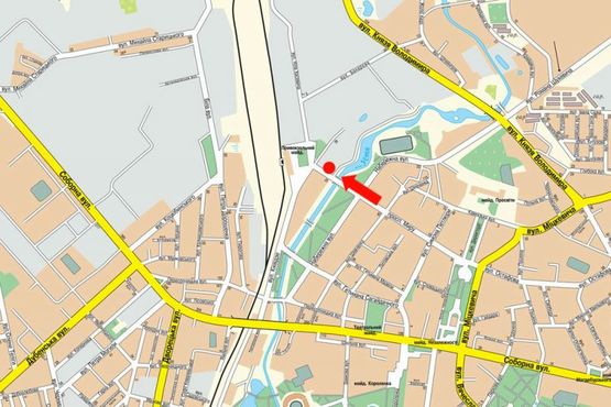 Схема рекламной плоскости по адресу Мира пр., 26, возле кафе "Добрий Шубин"