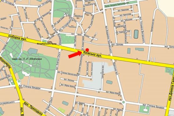 Схема рекламной плоскости по адресу Киевская ул., 4, напротив Укрэксимбанка