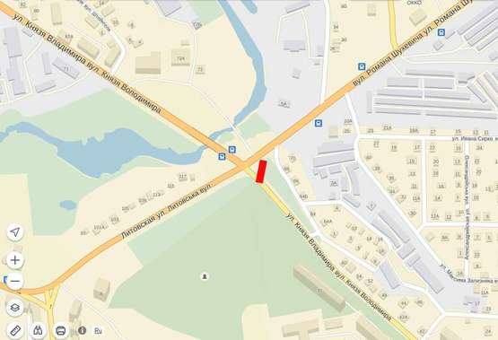 Схема рекламной плоскости по адресу Шухевича - вул. Володимира Великого