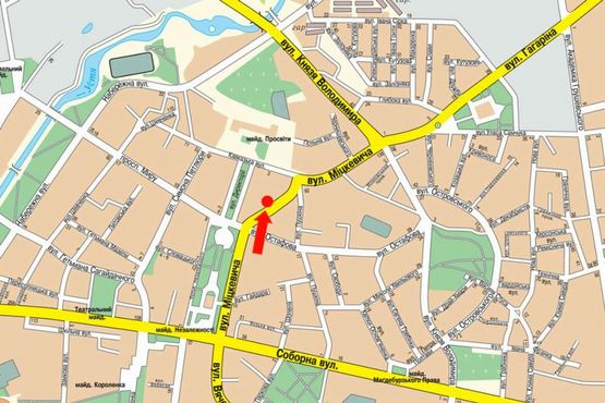 Схема рекламной плоскости по адресу Мицкевича ул., 1, возле гостиницы "Мир"