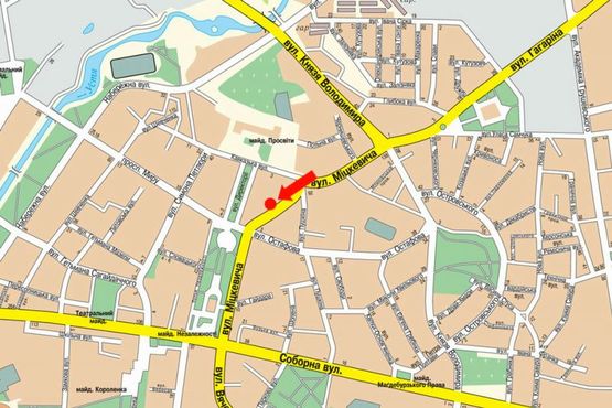 Схема рекламной плоскости по адресу Мицкевича ул., 1, возле гостиницы "Мир"