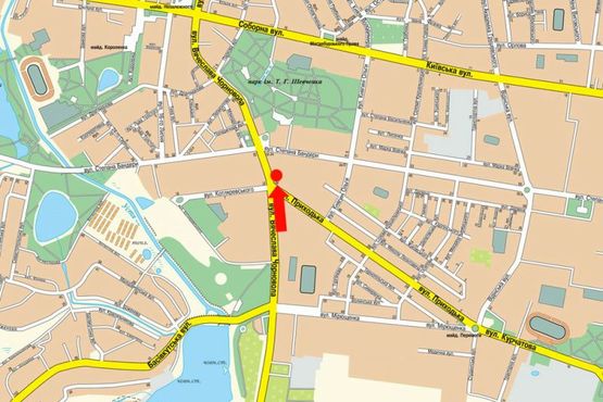 Схема рекламной плоскости по адресу Черновола ул., 39 / Новака ул., в центр