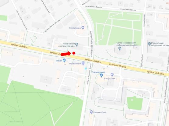 Схема рекламной плоскости по адресу Соборная ул., 10 / Княгини Ольги ул., остановка, из центра, B1