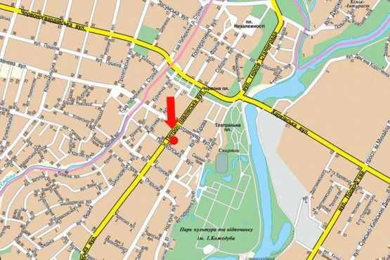 Схема рекламной плоскости по адресу Петропавловская ул., 65, возле магазина "Гурман"