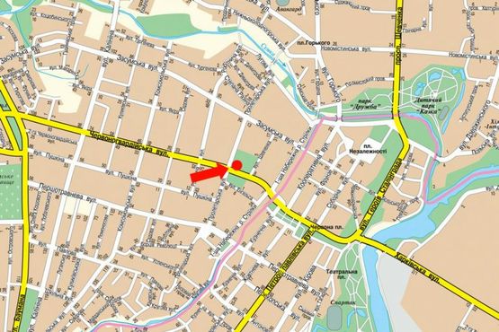 Схема рекламной плоскости по адресу Ильинская ул. (бывш. Красногвардейская ул.) / Ярослава Мудрого ул. (бывш. Пролетарская ул.), 45 (№4)