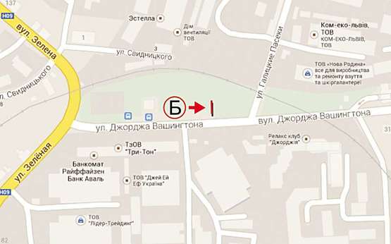 Схема рекламной плоскости по адресу Вашингтона  за поворотом з Зеленої К 2Б верх. ТЦ МЕТРО