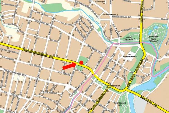 Схема рекламної площини за адресою Ильинская ул. (бывш. Красногвардейская ул.) / Ярослава Мудрого ул. (бывш. Пролетарская ул.), 45 (№3)