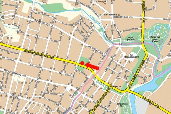 Схема рекламной плоскости по адресу Ильинская ул. (бывш. Красногвардейская ул.) / Ярослава Мудрого ул. (бывш. Пролетарская ул.), 45 (№3)