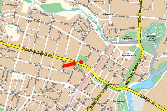 Схема рекламной плоскости по адресу Ильинская ул. (бывш. Красногвардейская ул.) / Ярослава Мудрого ул. (бывш. Пролетарская ул.), 45 (№2)