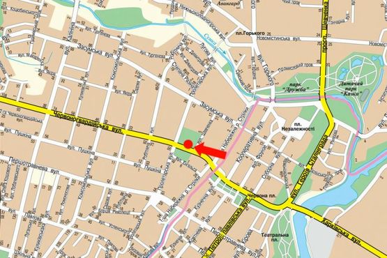 Схема рекламной плоскости по адресу Ильинская ул. (бывш. Красногвардейская ул.) / Ярослава Мудрого ул. (бывш. Пролетарская ул.), 45 (№2)