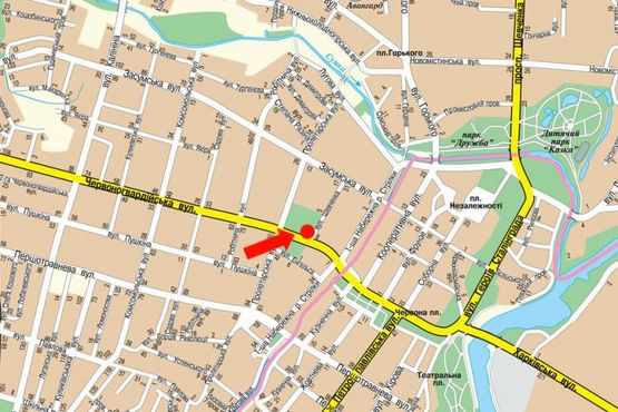 Схема рекламной плоскости по адресу Ильинская ул. (бывш. Красногвардейская ул.) / Ярослава Мудрого ул. (бывш. Пролетарская ул.), 45 (№1)