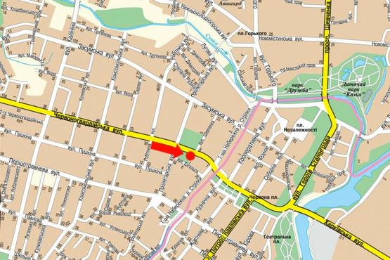 Схема рекламной плоскости по адресу Ильинская ул. (бывш. Красногвардейская ул.), возле магазина "Стимул"