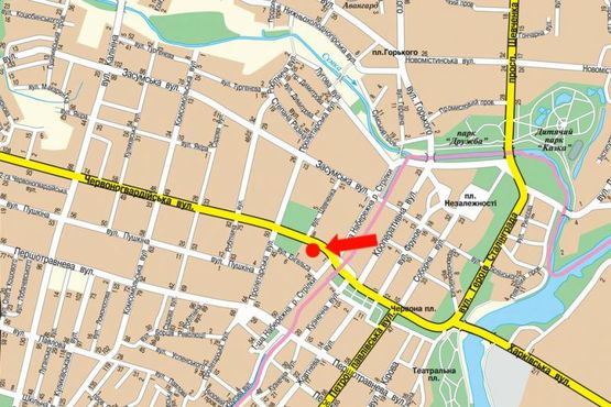 Схема рекламной плоскости по адресу Ильинская ул. (бывш. Красногвардейская ул.), 5, в сторону Ярослава Мудрого ул. (бывш. Пролетарская ул.)