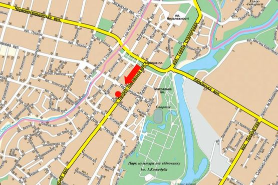 Схема рекламної площини за адресою Петропавловская ул., 64, возле турагентства "Автограф"