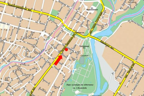 Схема рекламной плоскости по адресу Петропавловская ул., 61, в сторону Первомайской ул.