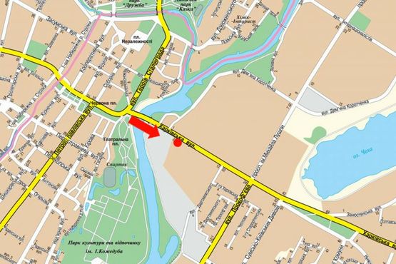 Схема рекламной плоскости по адресу Харьковская ул., 2/1, возле ТРЦ "Мануфактура", супермаркетов "Сильпо", "Comfy"