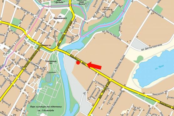 Схема рекламной плоскости по адресу Харьковская ул., 2/1, возле ТРЦ "Мануфактура", супермаркетов "Сильпо", "Comfy"