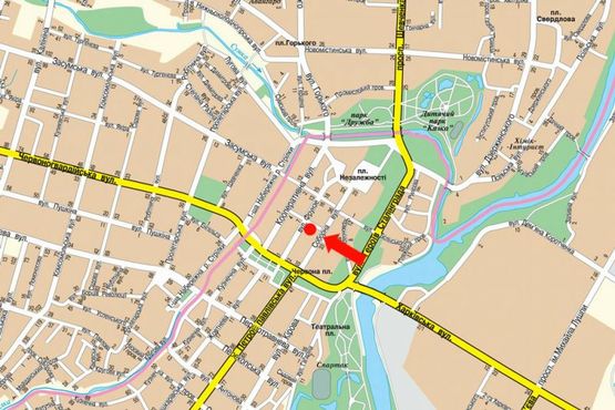 Схема рекламной плоскости по адресу Терезова пер. / Соборная ул., возле Ощадбанка