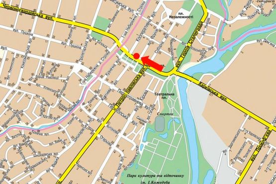 Схема рекламной плоскости по адресу Покровская пл. (бывш. Красная пл.), возле гостиницы "Украина" (№1)