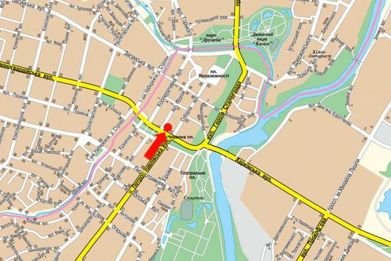 Схема рекламной плоскости по адресу Воскресенская ул. (бывш. Фрунзе ул.) / Покровская пл. (бывш. Красная пл.), возле Сбербанка