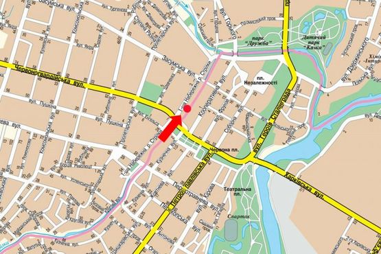 Схема рекламной плоскости по адресу 1-я Набережная ул. реки Стрелки, возле магазина "Точка", в сторону 9-го Мая пер.