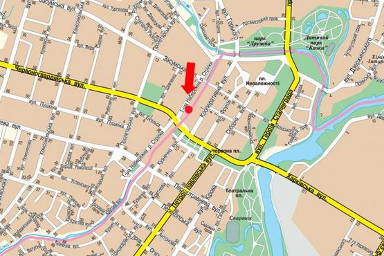 Схема рекламной плоскости по адресу 1-я Набережная ул. реки Стрелки, возле магазина "Точка", в сторону Ильинской ул. (бывш. Красногвардейская ул.)