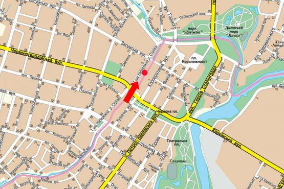 Схема рекламной плоскости по адресу 1-я Набережная ул. реки Стрелки, возле Киевского рынка, в сторону 9-го Мая пер.