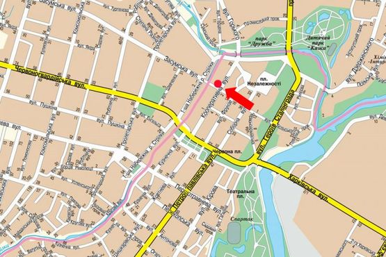 Схема рекламной плоскости по адресу 9-го Мая пер., возле супермаркета "АТБ", в сторону 1-й Набережной ул. реки Стрелки