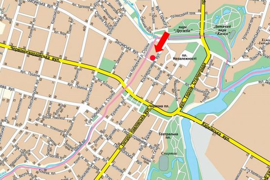 Схема рекламной плоскости по адресу Кооперативная ул., возле ТЦ "Фестиваль", супермаркета "АТБ", универмага "Киев"