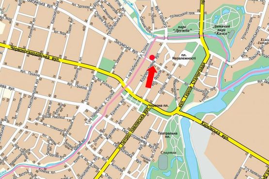 Схема рекламной плоскости по адресу Кооперативная ул., возле ТЦ "Фестиваль", супермаркета "АТБ", в сторону Горького ул.