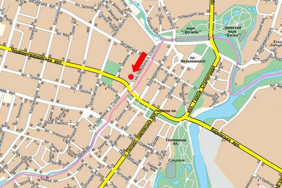 Схема рекламної площини за адресою 1-я Набережная ул. реки Стрелки, возле магазина "Алло", в сторону Ильинской ул. (бывш. Красногвардейская ул.)