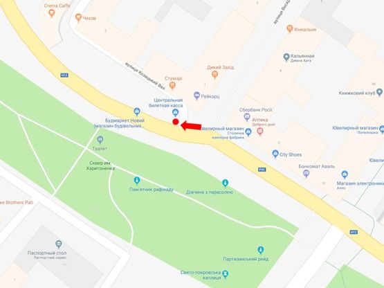 Схема рекламної площини за адресою Покровская пл. / ул. Козацкий вал, гостиница "Украина", центр