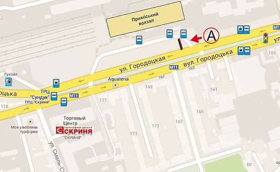 Схема рекламной плоскости по адресу Городоцька  К3( приміський вокзал, напроти привокзальний ринок ст. А нижній №7 )