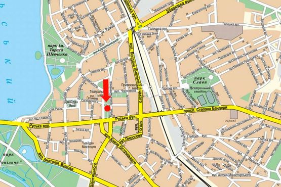 Схема рекламной плоскости по адресу Шевченко бул., возле кинотеатра "Победа"