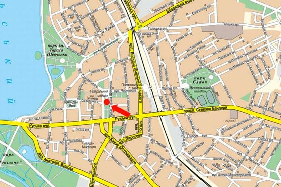 Схема рекламной плоскости по адресу Шевченко бул. / Театральная пл., возле ресторана "Файне мисто"