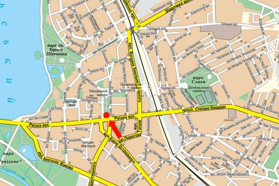 Схема рекламной плоскости по адресу Шевченко бул. / Русская ул., возле ЦУМа, справа