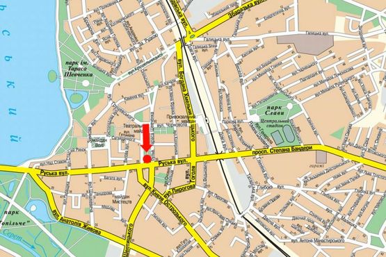Схема рекламної площини за адресою Шевченко бул. / Русская ул., возле ЦУМа, справа