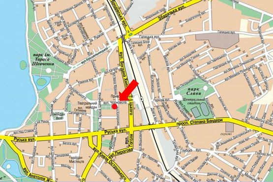 Схема рекламной плоскости по адресу Черновола ул., 4, возле Укртелекома