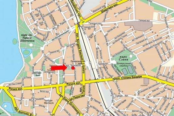 Схема рекламной плоскости по адресу Черновола ул., 4, возле Укртелекома