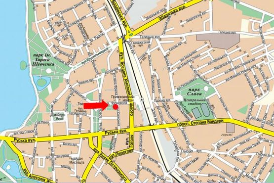 Схема рекламної площини за адресою Черновола ул., 4, возле Укртелекома