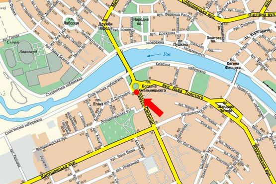 Схема рекламної площини за адресою Свободы пр., 2 / пл. Б. Хмельницкого