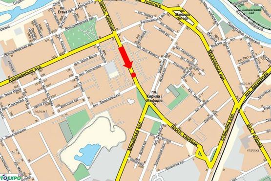 Схема рекламной плоскости по адресу Свободы пр. - ул. Заньковецкой, пл. Кирила и Мефодия, разделитель