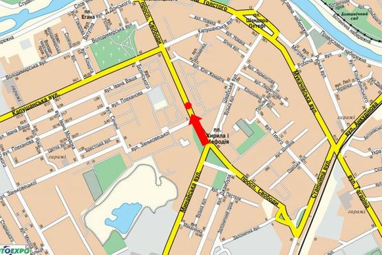 Схема рекламной плоскости по адресу Свободы пр. - ул. Заньковецкой, пл. Кирила и Мефодия, разделитель