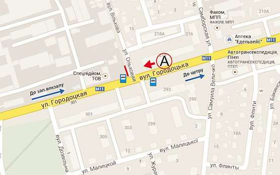 Схема рекламной плоскости по адресу Городоцька, 222 (сторона А)  з центру