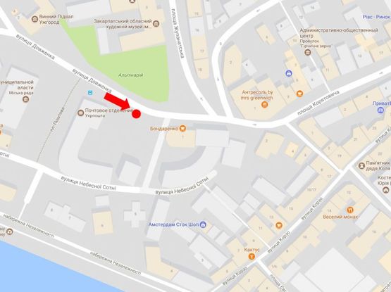 Схема рекламної площини за адресою Почтовая пл., в сторону пл. Корятовича, остановка