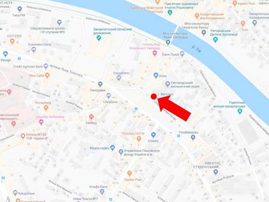 Схема рекламной плоскости по адресу Шандора Петефи пл., 15, центр, в сторону пр. Свободы, остановка